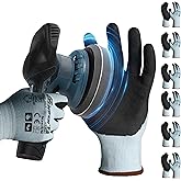 Schwer 6 Pairs Safety Work Gloves with Sandy Nitrile Coating, Extreme Fiber-Abrasion Resistance Heavy Duty Working Gloves with Grip for Men Women, ANSI A2 Cut Glove, for Auto Repair, Construction, L