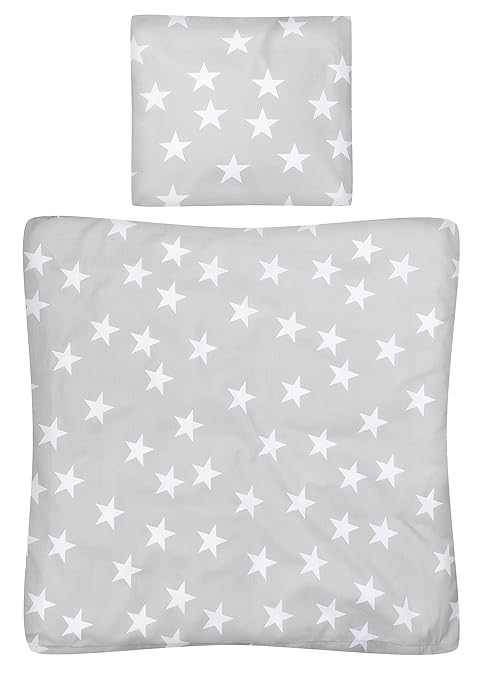 Aminata Kids - Baby-Bettwäsche-Set Bett-Decke 80-x-80-cm Kissen-Bezug 35-x-40 cm für Stuben-Wagen oder Kinder-Wagen Wiegen-Se