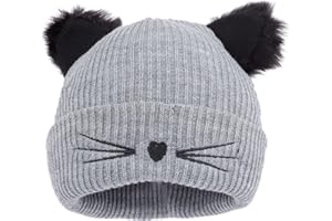 LIUSUPER Women Girls Winter Sequin Cat Ears Hat Knitted Warm Beanie Hat Cute Ski Skull Cap Crochet Beanies
