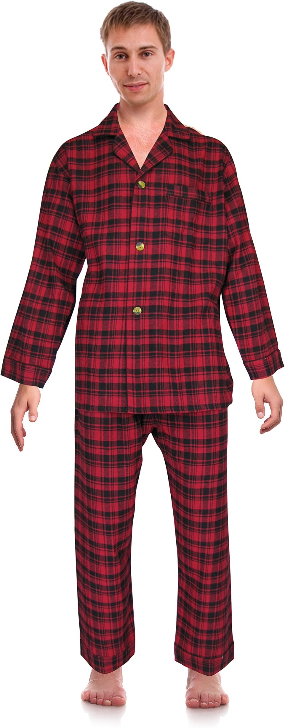 RK Classical Sleepwear Men’s 100% Cotton Flannel Pajama Set,