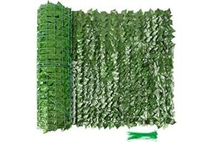 Whonline Artificial Faux Ivy Hedge Privacy Fence Wall Screen 157.4 x 39.4in Fence Covering Privacy with 30pcs Green Zip Ties, Faux Privacy Fence for Yard, Porch, Patio