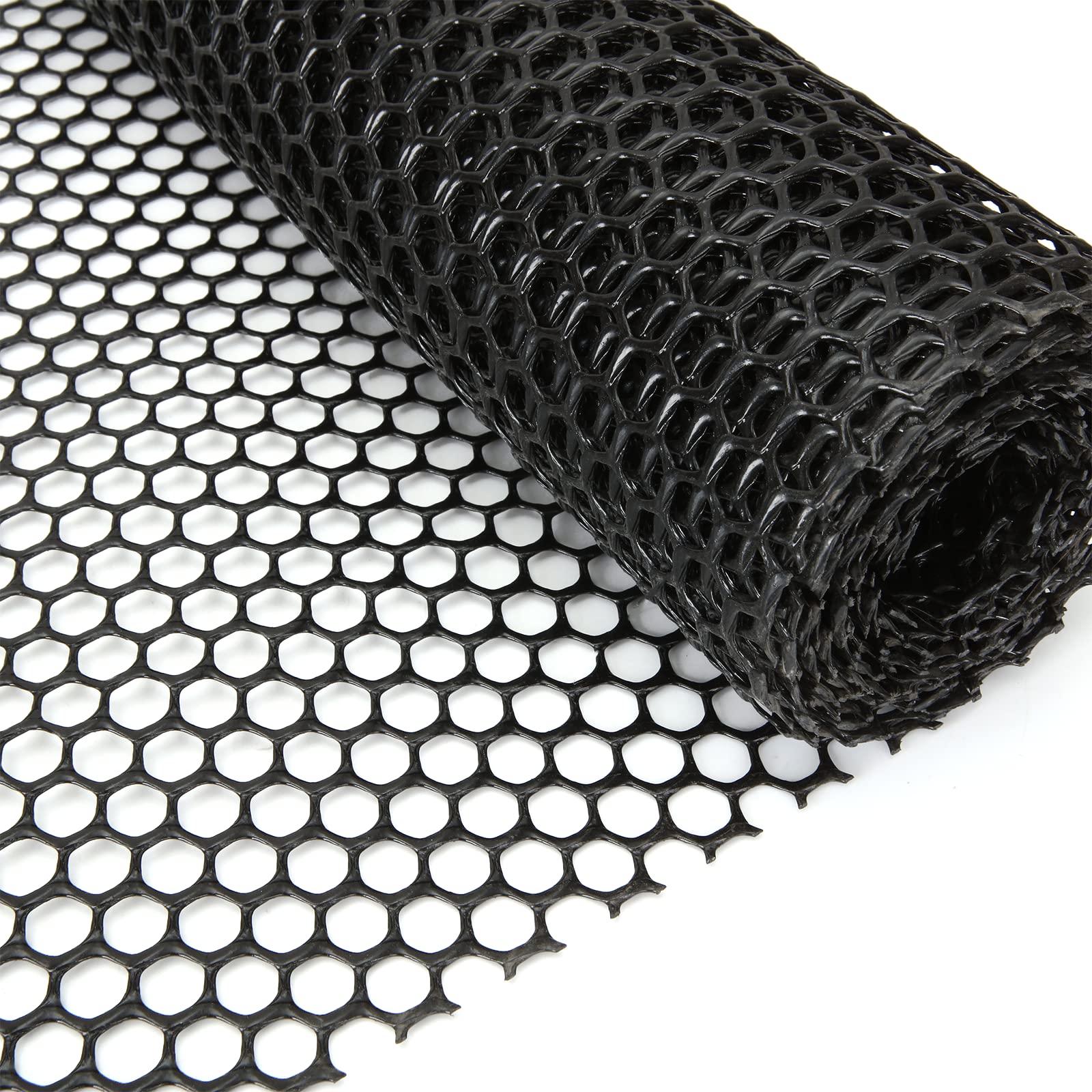 SENENQU 40cm x 5m Garden Plastic Mesh Fencing, Reusable Safety Mesh Netting, Poultry Garden Fence Barrier, Hexagonal Fencing Roll for Gardening Animal Pet Vegetable Aviary Hutch Protection - Black
