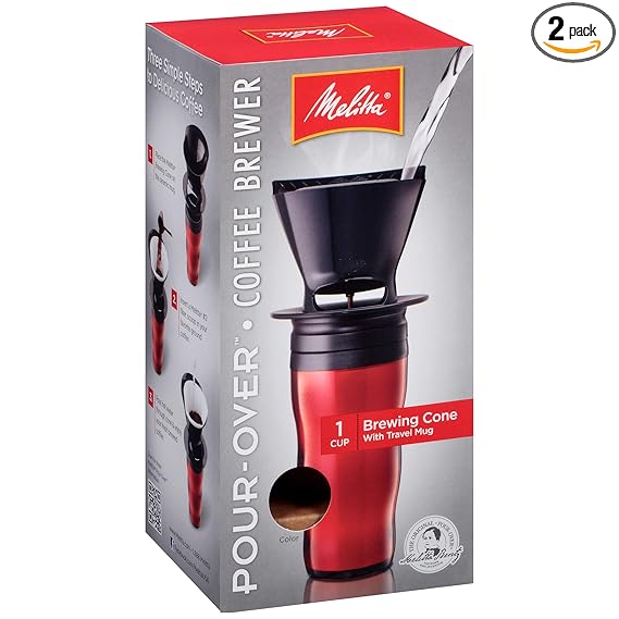 Melitta Single Cup Pour Over Coffee Brewer With Travel Mug Red Pack Of 2 Amazon Com Grocery Gourmet Food