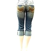 D&B by LA CHULA Women's Plus Size Blue Denim Jeans Bermuda Short/Capri Pants