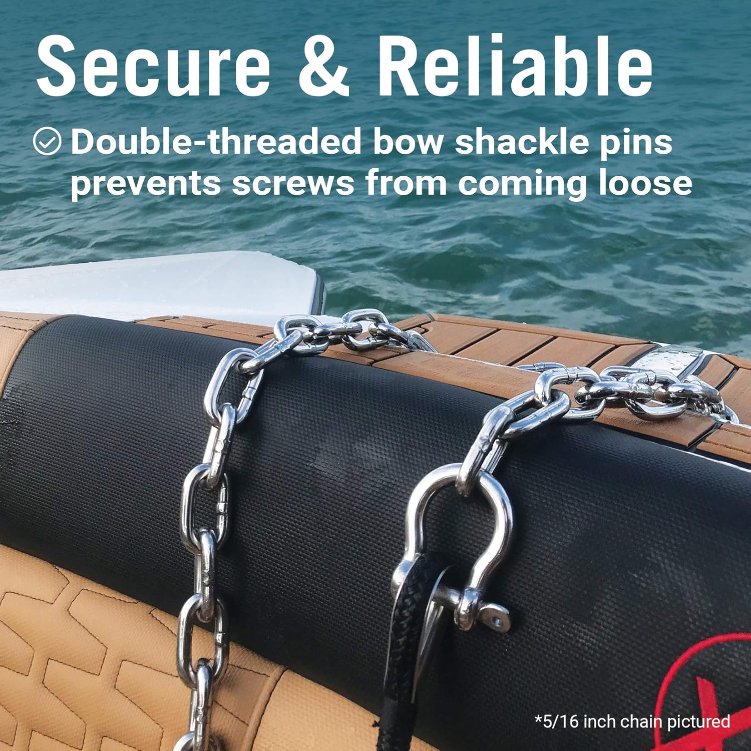 Better Boat 4 Foot 1/4" Stainless Steel Anchor Chain and Double Shackle Link Ends Marine Grade : Sports & Outdoors