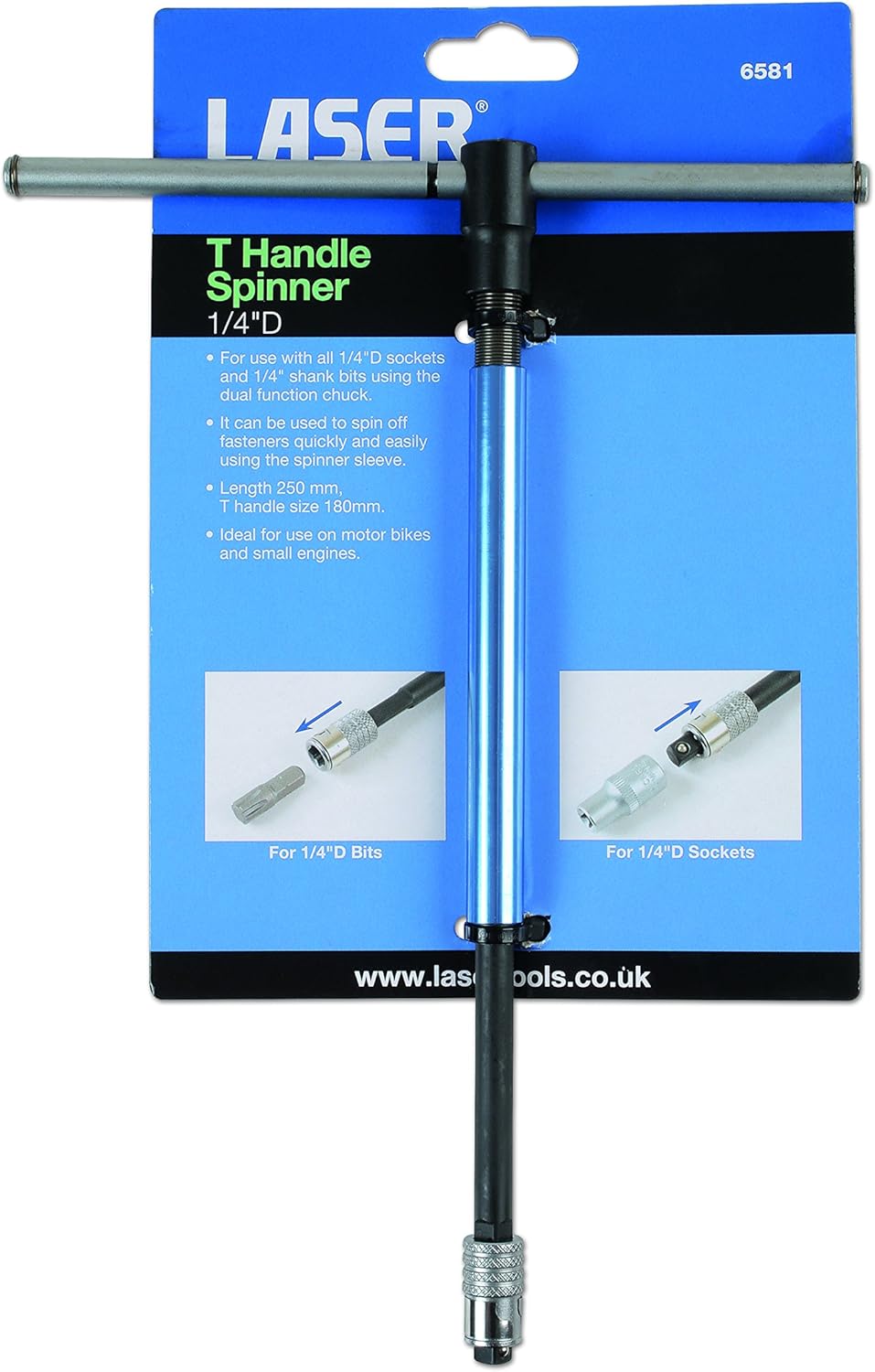 Laser 6581 T-Handle Spinner 1/4"D, Silver - Image 5