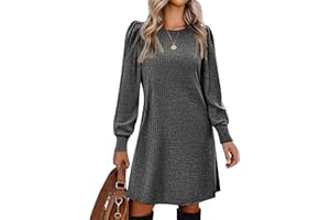 YSBDLQE Knit Sweater Dresses for Women 2024 Trendy Winter Dresses Cute Basic Outfits Solid Color Knee Length Dresses