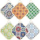 6 Pack Pot Holders 100% Cotton Heat Resistant Potholder, Machine Washable Pot Holder, Hot Pads, Table Pads for Cooking Baking (L)