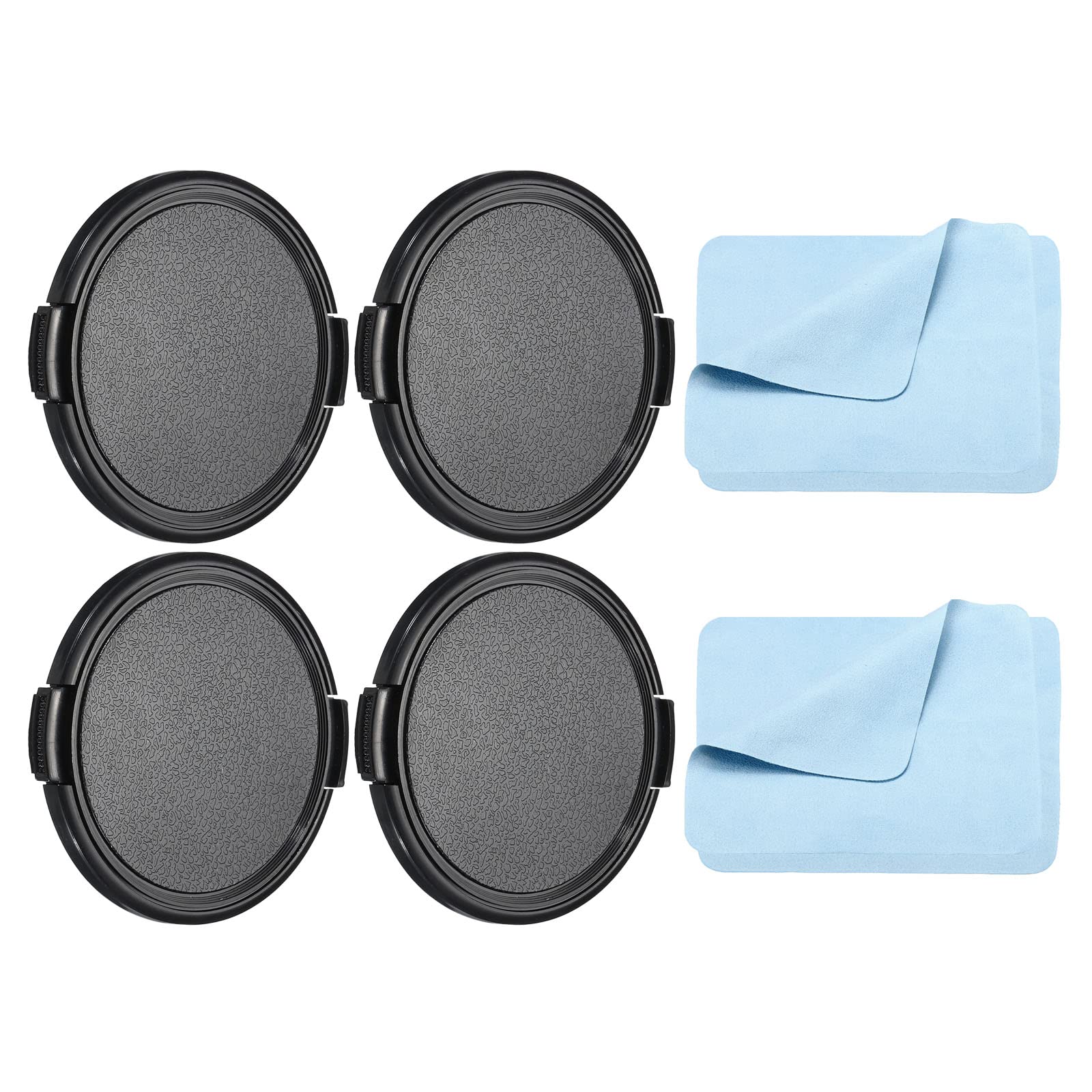 PATIKIL Camera Lens Cap, 4 Pack Sides Pinch Front Lens Cover with Microfiber Cleaning Cloth for 67mm Thread Universal DSLR Lenses for Nikon, for Fujifilm, for Pentax, for Leica