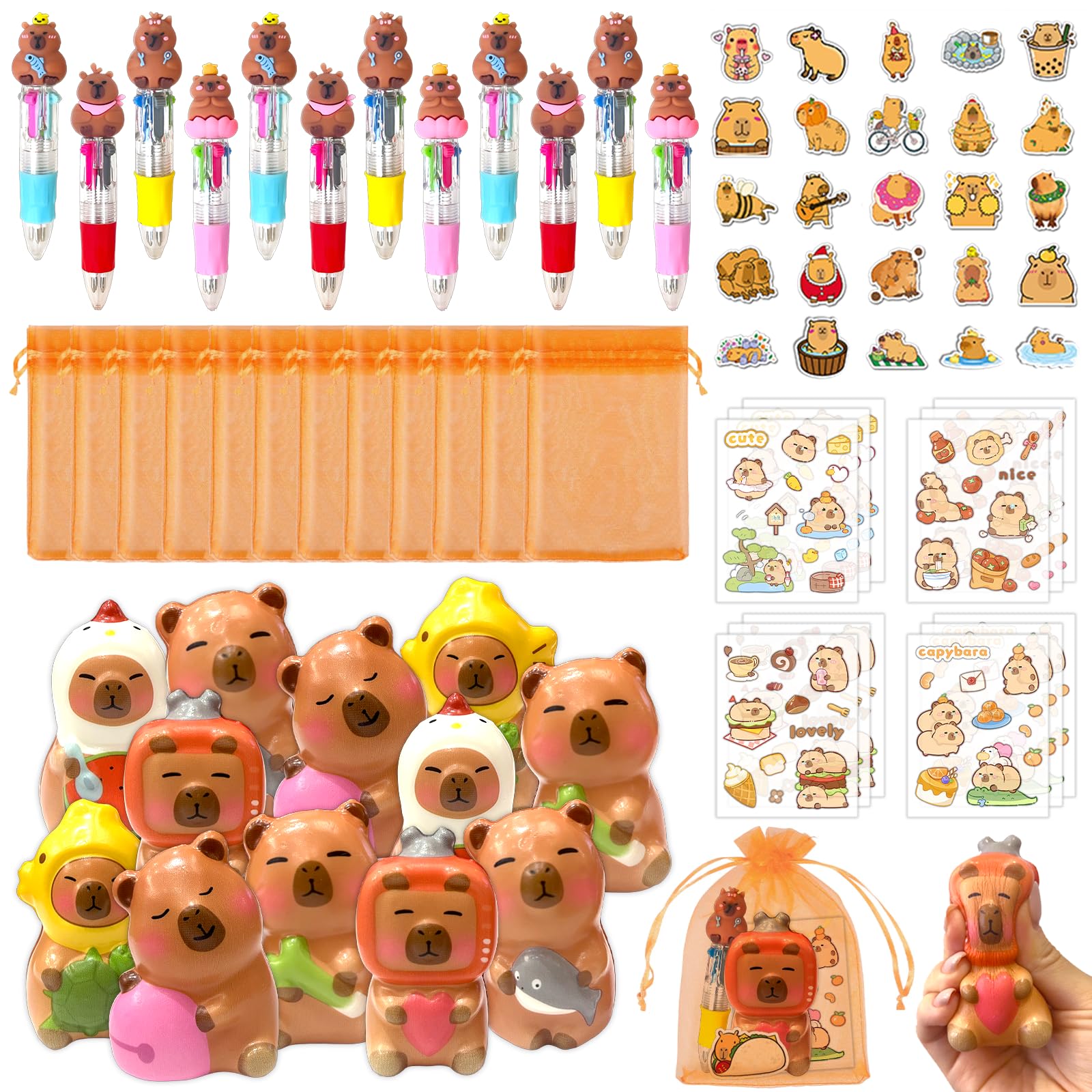 Photo 1 of ***MISSING PARTS***
Rinziigo Capybara Party Favor Gift Set - Included Capybara Squishy Toys 4-in-1 Ballpoint Pen Stickers and Organza Bag, Capybara Birthday Party Goodie Bag Fillers for Kids (24)