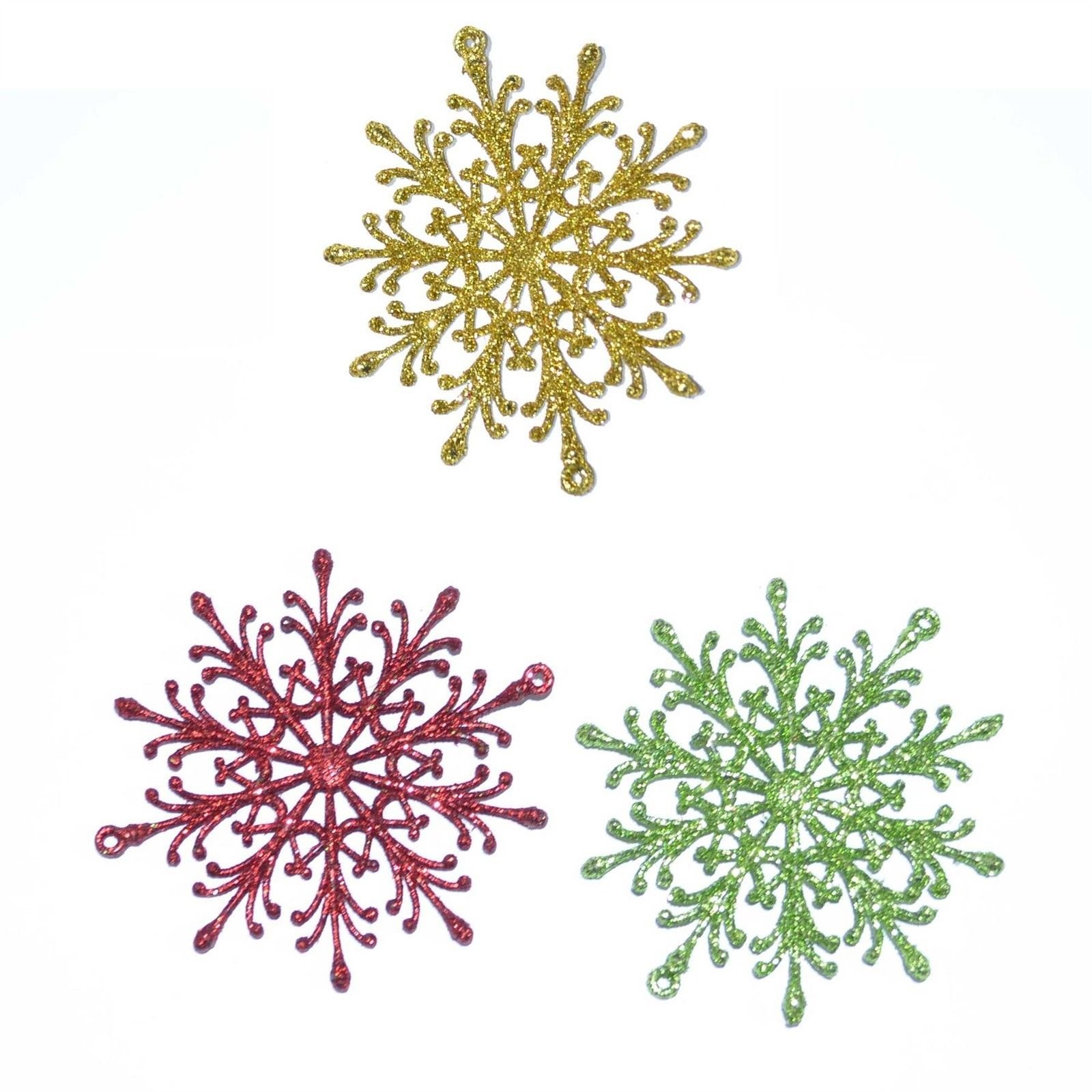 3pcs Glitter Snowflake Christmas Tree Decoration Xmas Party Hanging Ornament