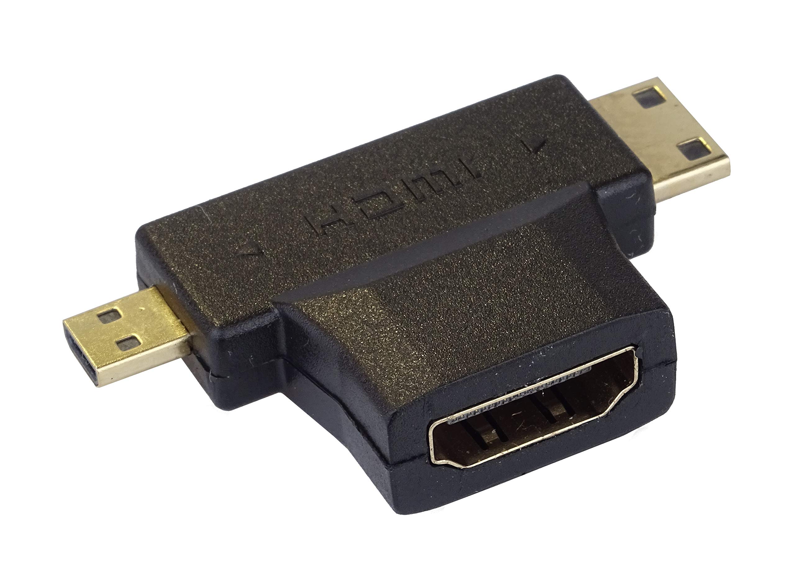 PremiumCord HDMI to Mini HDMI and Micro HDMI Adaptor Gold-Plated HDMI Female to Mini HDMI Male and Micro HDMI Male for Full HD 1080p, 3D, Colour Black