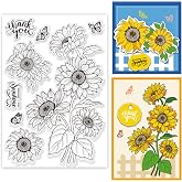 ORIGACH Sunflower Clear Stamps for Card Making | Sunflower Bouquet Silicone Reusable Stamps for Making Cards, DIY Scrapbooking, Photo Album Decoration, 6.3x4.3inch
