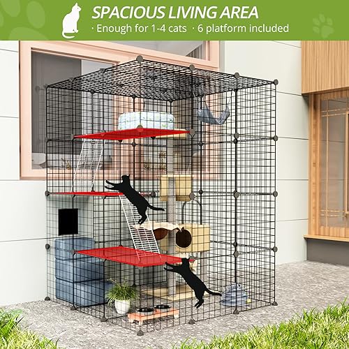 Outdoor Cat House Cat Cages Enclosure with Super Large Enter Door
