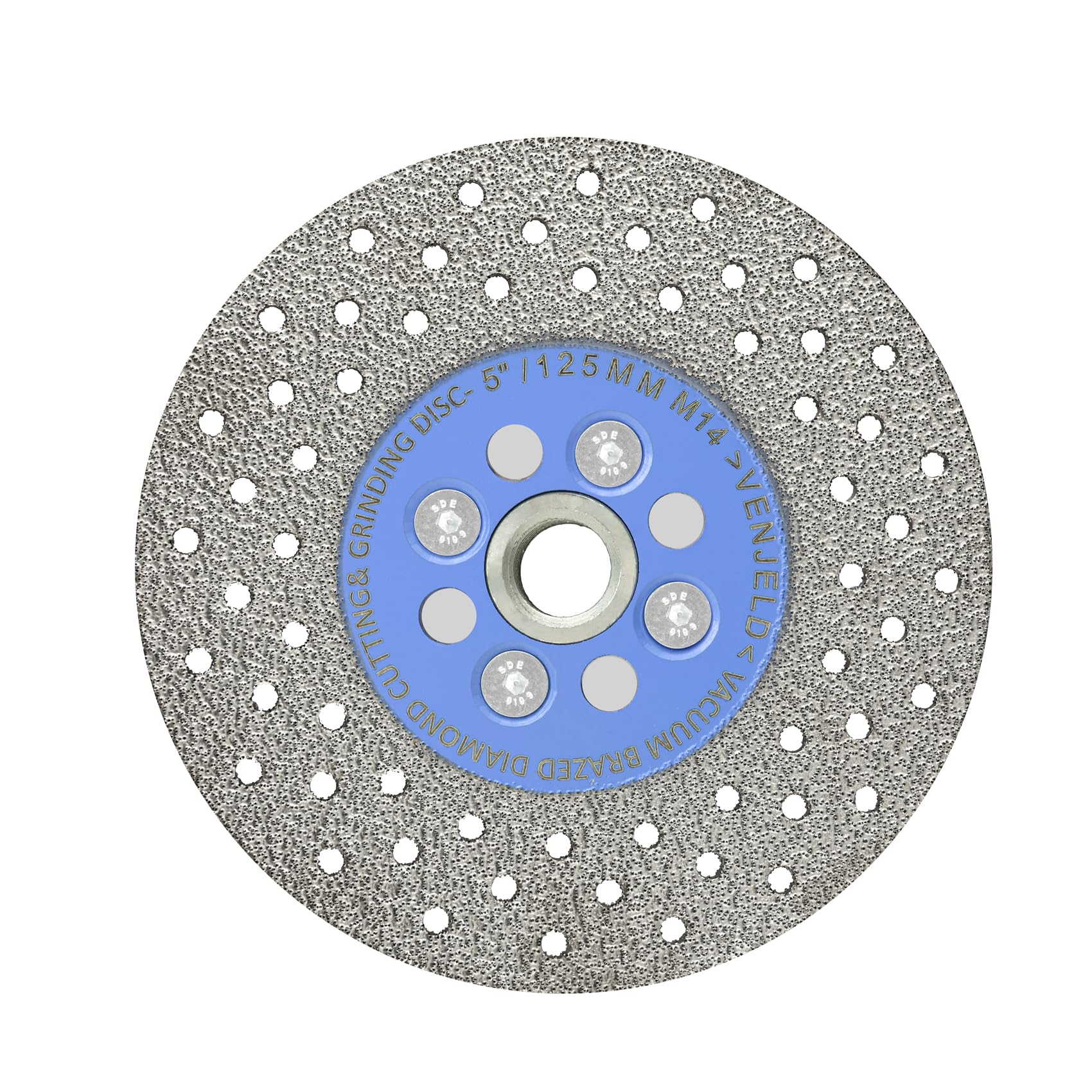 Diamond Cutting Grinding Disc 5 Inch/125mm Vacuum Brazed Saw Blade for Granite Porcelain Tile Stone Marble Concrete with M14 Thread VENJELD