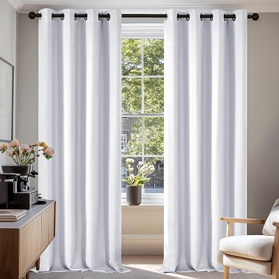 Deconovo Eyelet Curtains 140x260cm Silver Grey 1 Pair Room Darkening