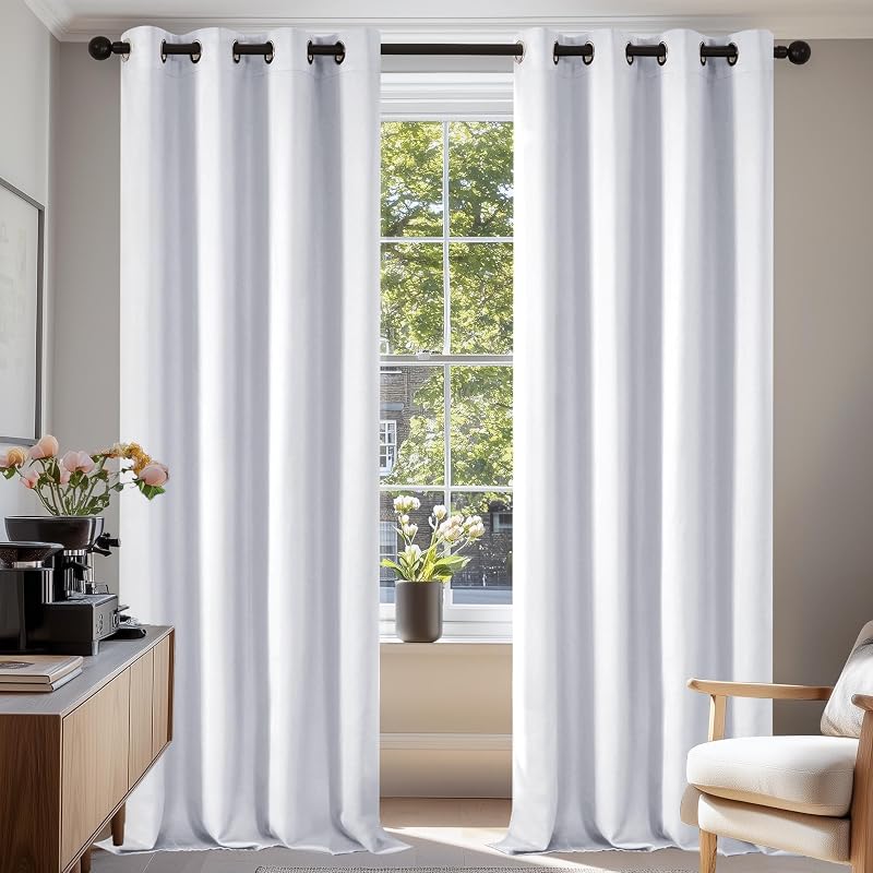 Deconovo Eyelet Curtains 140x260cm Silver Grey 1 Pair Room Darkening