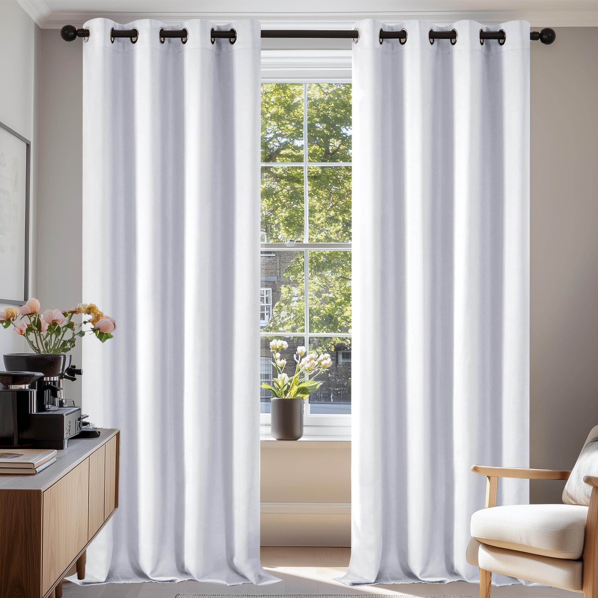 Deconovo Super Soft Ring Top Curtains Eyelet Insulated Room Darkening Curtains for Kids Bedroom 140x260cm Silver Grey 1 Pair — image 1