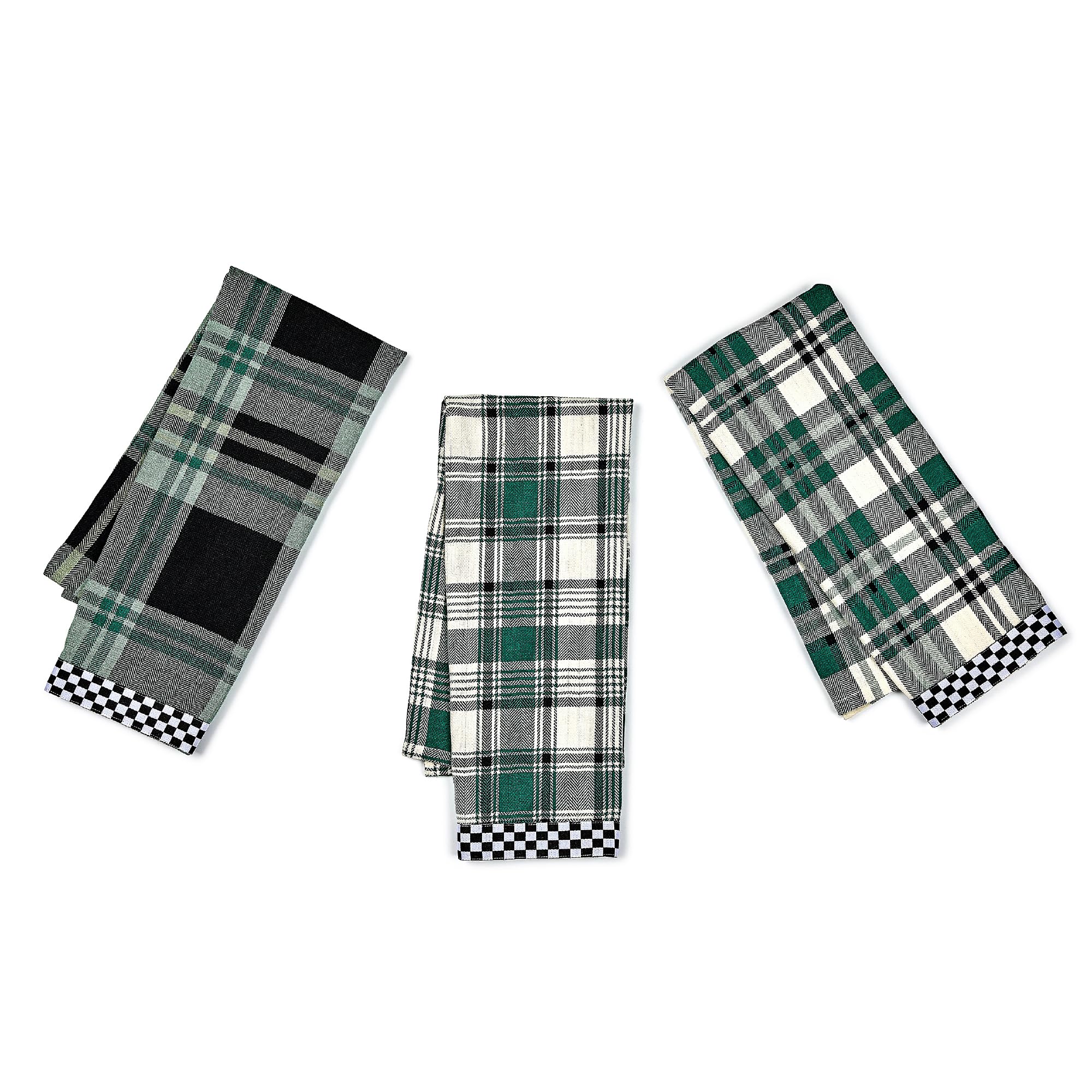 MACKENZIE-CHILDS Set of 3 Cotton Dish Towels, Decorative Kitchen Towels, Woven, Evergreen Image