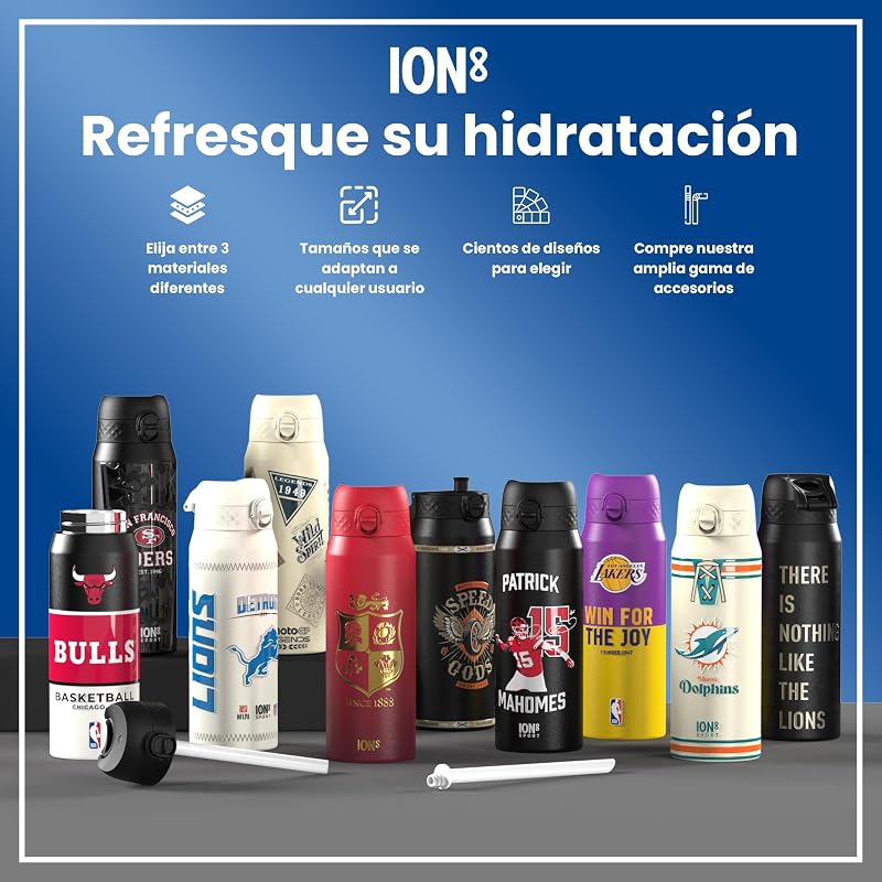 NBA Chicago Bulls Botella Agua, 500ml, a Prueba de Fugas, Fácil de Abrir, Cerradura Segura, Apta para Lavavajillas, Sin BPA, Asa de Transporte, Fácil de Limpiar
