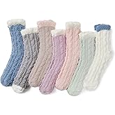Azue Fuzzy Warm Slipper Socks Women Super Soft Microfiber Cozy Sleeping Socks 6 or 5 Pairs