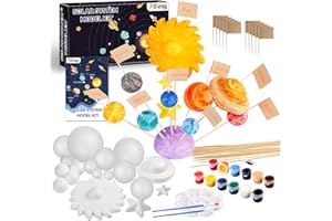 Pllieay 63PCS Solar System Foam Ball Kit Includes Color Pigments, Palette, Mixed Sized Polystyrene Spheres Balls, Toothpick Flag, Painting Brushes, Bamboo Sticks for School Science Projects