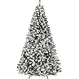 Best Choice Products Pre-Lit Black Christmas Tree, 7.5ft Artificial Flocked Full Fir Tree, Holiday Decoration w/ 550 Lights, 1,346 Branch Tips