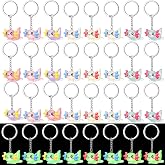 Liliful 24 Pcs Luminous Axolotl Keychains Bulk Glow in The Dark Mini Axolotl Charm Keychains 3D Cartoon Animal Figurine Pendant Accessories for Birthday Party Favors Gifts