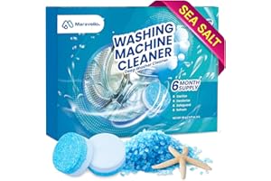 Maravello Washing Machine Cleaner Descaler Tablets Washing Machine Cleaning Tablets - for Front Load and Top Load Washers, Mold and Stain Remover for Laundry Tub 6-Month Supply (Sea Salt, 6 Count)