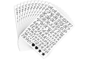 NATZERAT 1768 Pieces 15 Sheets Letter Stickers, 0.5 Inch Small Deco Stickers Waterproof Alphabet Stickers,1/2" Half in Mailbox Sticker Vinyl Stick On Letters for Mailbox,Window,DIY (Cursive,Black)