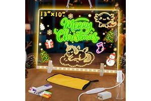 KYCLUMS Led Drawing Board with 7 Colors,Light Up Cosmody Drawing Board,Glowing Acrylic Dry Erase Board with Light,Lumiboard Led Boards,Christmas Gifts Xmas Stocking Stuffer for Kids(13.7“x10”)
