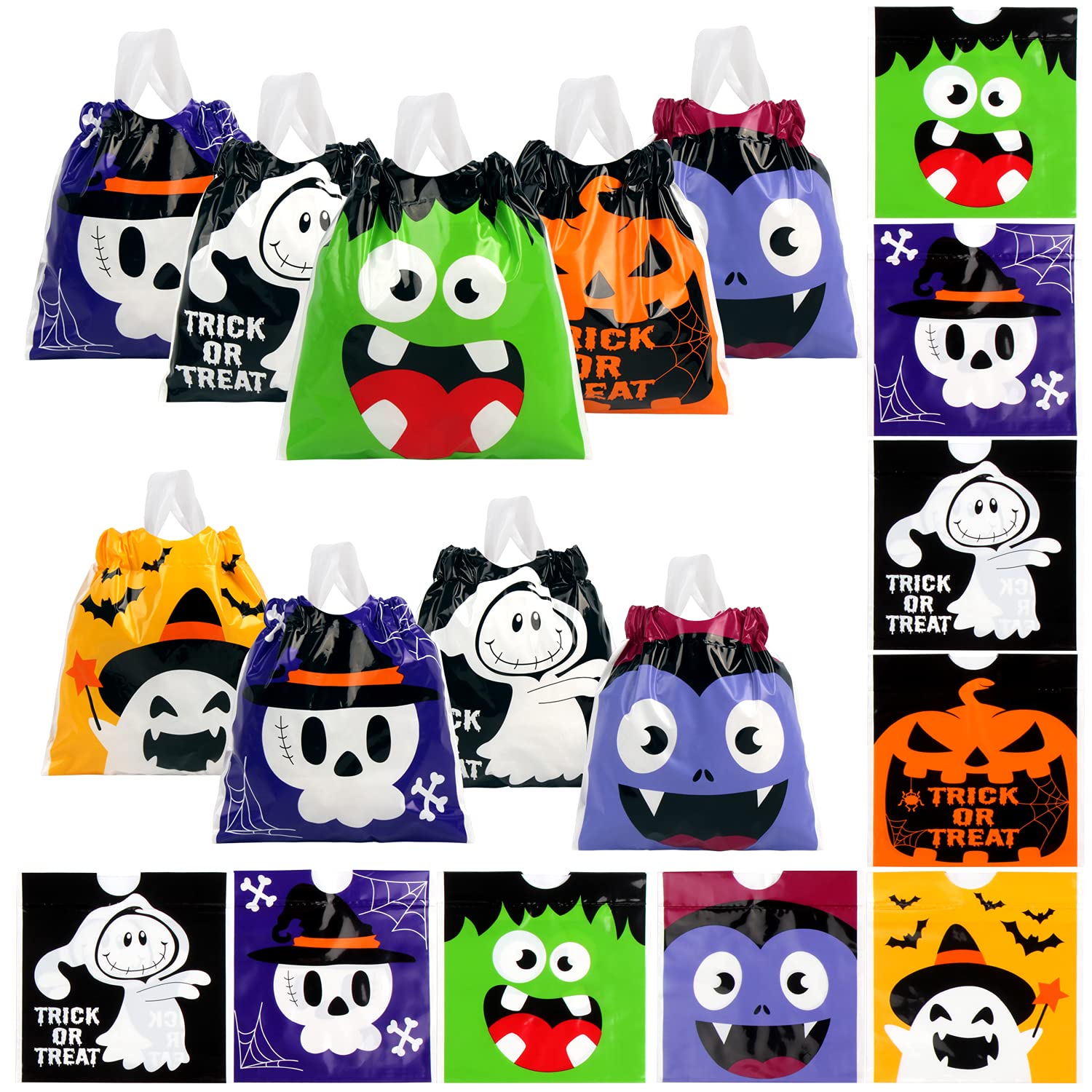 VEYLIN Halloween Candy Bags, 48 Pack Little Sweet Party Bag Trick or Treat Pouches for Kids Gift Decoration