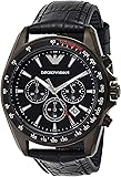 Emporio ArmaniSigma Men's Black Dial Leather Band Watch - Ar6097, Analog Display