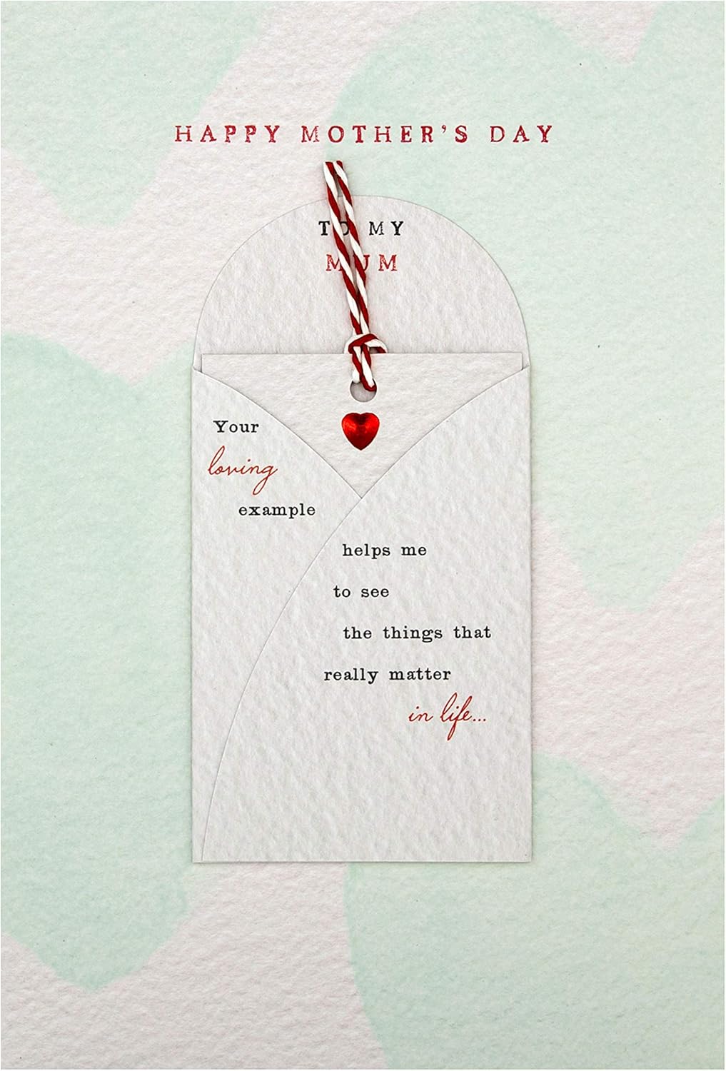 Hallmark Mothers Day Card for Mum With Heartfelt Hanging Keepsake, Envelope Design, Green, Keepsake Verse Wallet, 20.2 cm by 13.8 cm - Image 3