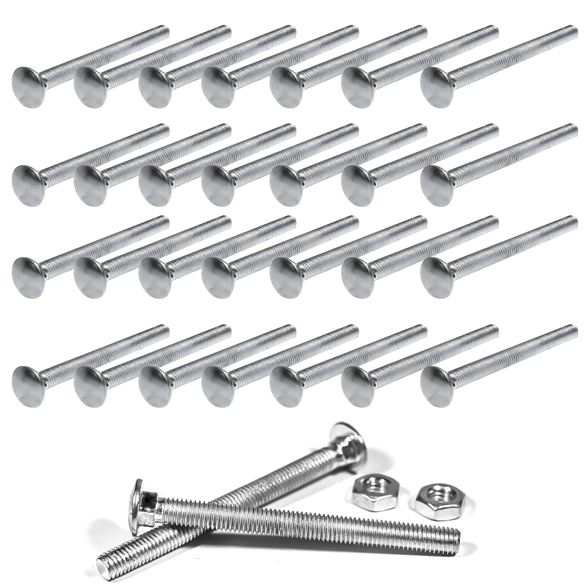 AZKEEGREY 40 Pack M8 Coach Bolts Stainless Steel Coach Bolts and Nuts, 90 mm Fully Thread Coachs Bolt