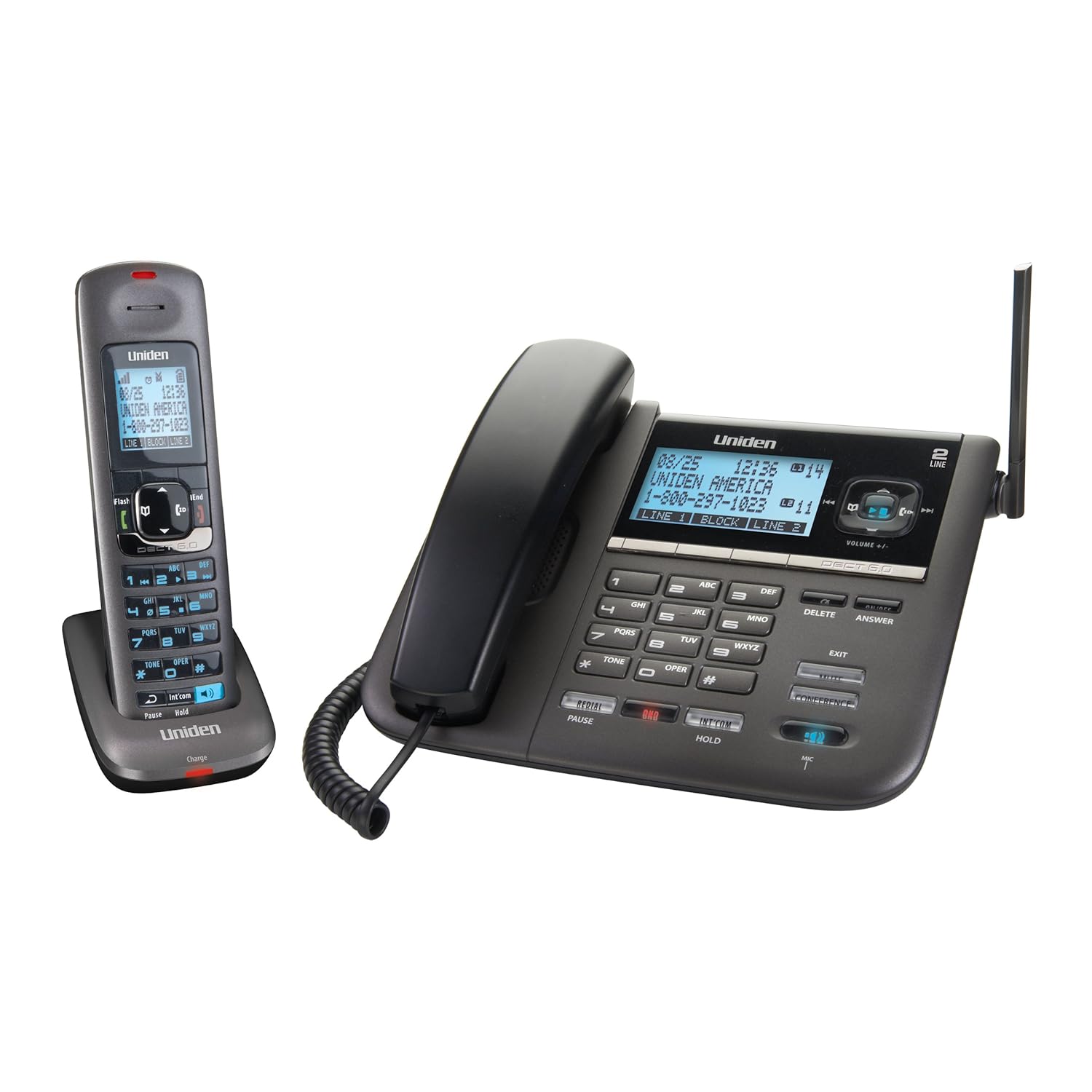 Uniden DECT4096 DECT 6.0 TwoLine Cordless Phone with Digital Answering