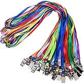 Wisdompro Lanyard with Bulldog Clip, 30 Pack of 17 inch Flat Nylon Neck Lanyard for ID Badges, Name Tags, ID Card Holder - 10 Assorted Colors