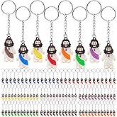 Yelakey 50 Pcs Mini Jesus Figures Christian Keychain Bulk Tiny Jesus Figurine Religious Keychain Hide and Seek Sunday School Baptism Gift For Easter Egg Stuffers