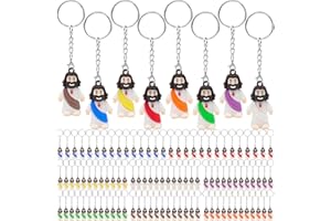 Yelakey 50 Pcs Mini Jesus Figures Christian Keychain Bulk Tiny Jesus Figurine Religious Keychain Hide and Seek Sunday School Baptism Gift For Easter Egg Stuffers
