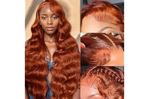 LHTY 30 Inch Reddish Brown Lace Front Wigs Human Hair 200 Density 13x6 Body Wave HD Lace Frontal Wigs Human Hair Auburn Colored Lace Front Wigs Human Hair Pre Plucked with Baby Hair for Women