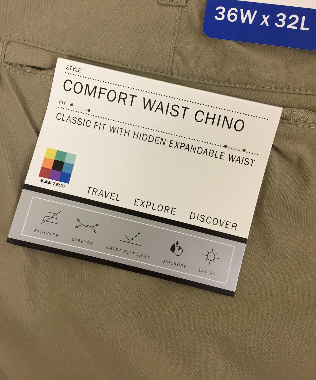 UNIONBAY UB Tech Men's Classic Fit Comfort Waist Chino Pants: Clothing