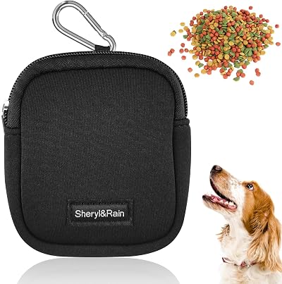 Sheryl&Rain Small Dog Treat Bag Training Pouch with Zipper Black