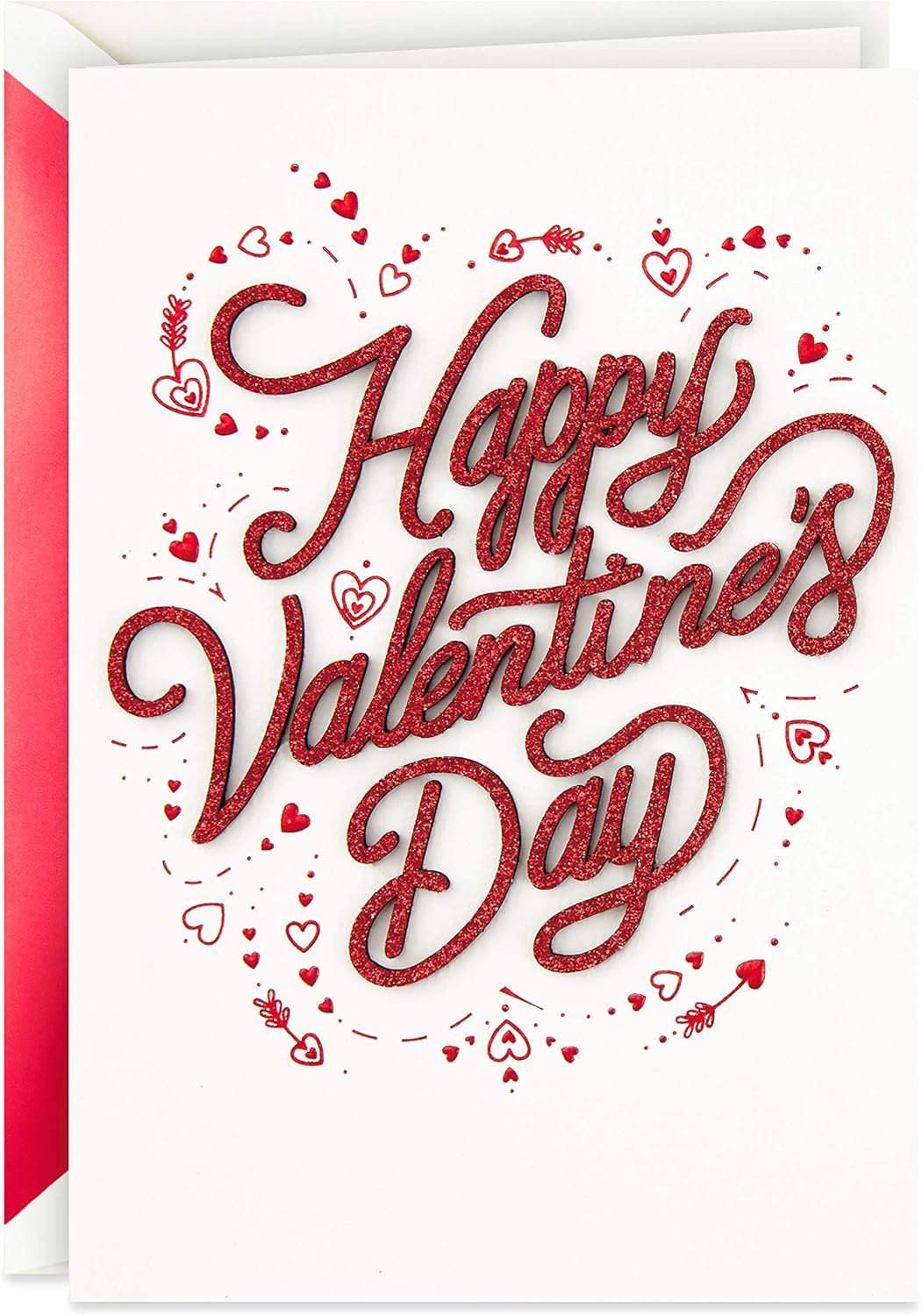 Hallmark Valentines Day Card, Red Hearts & Arrows Design, Red Text Lettering, Pack of 1