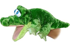 Aurora® Interactive Hand Puppet Grator™ Stuffed Animal - Storytelling Adventures - Playful Learning - Green 13.5 Inches