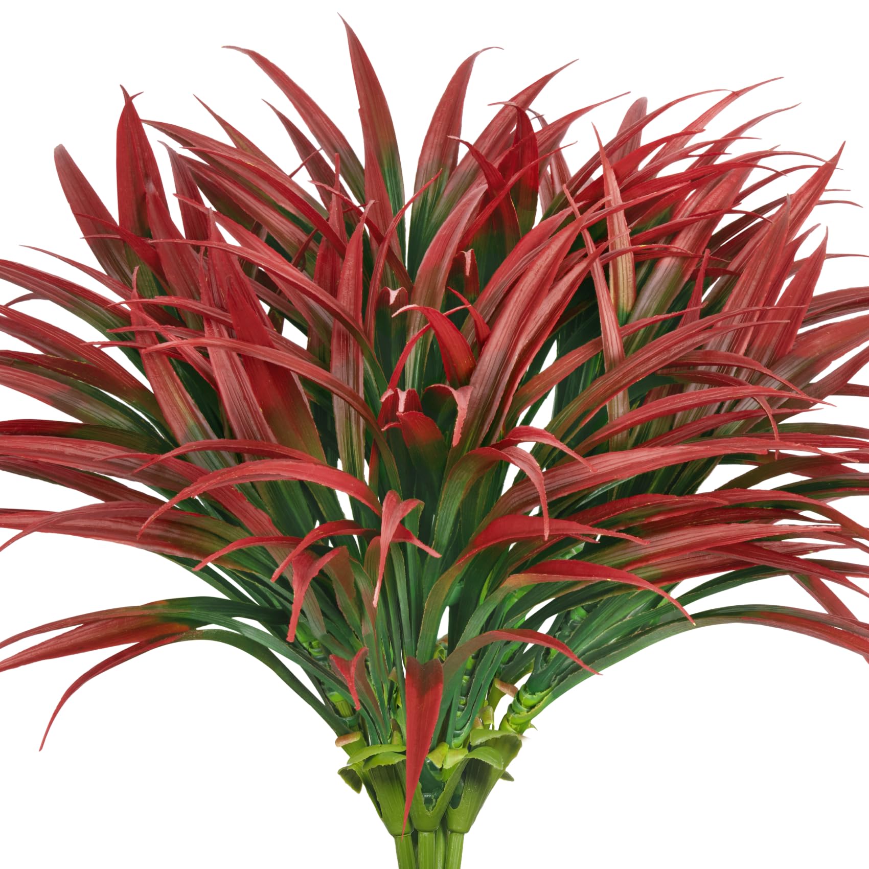 Photo 1 of Ouddy Decor 20 Pcs Fake Outdoor Plants Artificial Grass Greenery Stems Faux Plastic Plants UV Resistant for Fall Indoor Outside Garden Hanging Planter Pathway Porch Patio Window Box Home Decor, Red