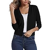Urban CoCo Women's 3/4 Sleeve Cropped Cardigan Sweater Elegant Shrugs for Women