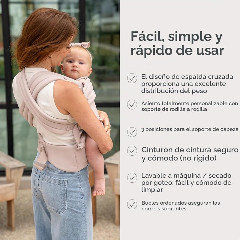 Porta-bebés Honey Blossom, ergonómico, posição M, banco ajustável, 3,2–18,1 kg, amêndoa torrada