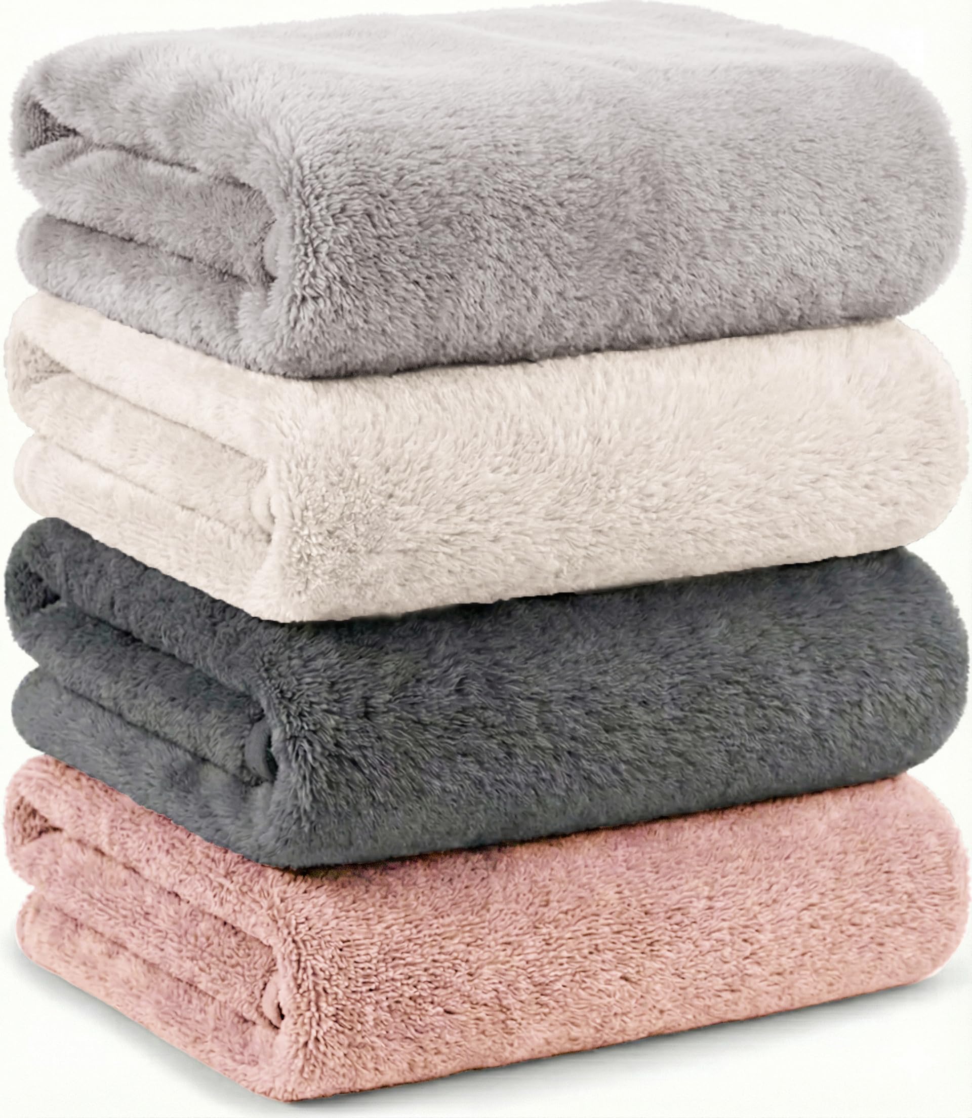 Mofuwa バスタオル セット 【2025年マイベストNo1 ヒアルロン酸 配合】 4枚セット マイクロファイバー 厚手 速乾 小さめ Bath Towel ミニバスタオル (アソート02, 4枚 バスタオル)商品画像