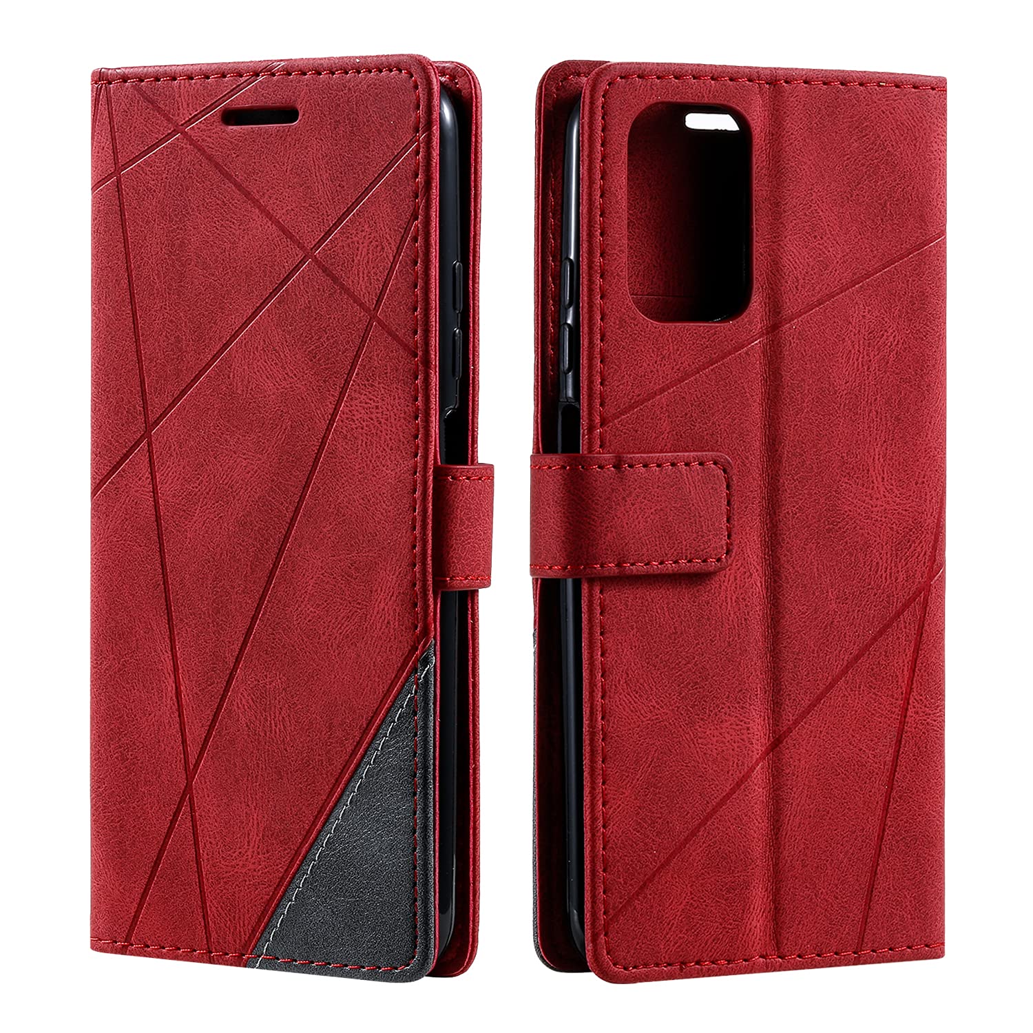 SONWO Case for Xiaomi Redmi Note 10 4G / Redmi Note 10 S Case, Premium Leather Flip Wallet Case Magnetic Closure Card Slots Kickstand Phone Case for Redmi Note 10 4G / Redmi Note 10S, Red