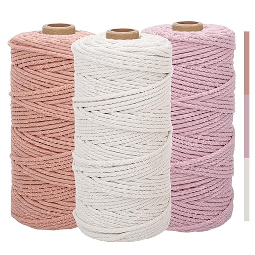 Macrame Cord, Macrame, Cord, Macrame 3mm, Cotton Rope for Hanging, Plant Hangers, Crafts, Knitting